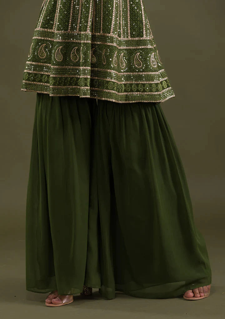 DUPATTA PARTY WEAR GEORGETTE WINE COLOUR PLAZZO SUIT & DUPATTA FULL STICH